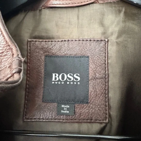 Hugo Boss Dark Brown Leather Military Jacket - Picture 3 of 7